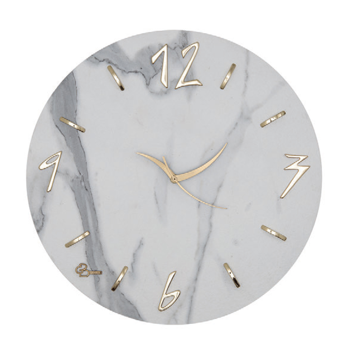 Orologio tondo da parete effetto marmo Carrara bianco - Gioacchino Brindicci